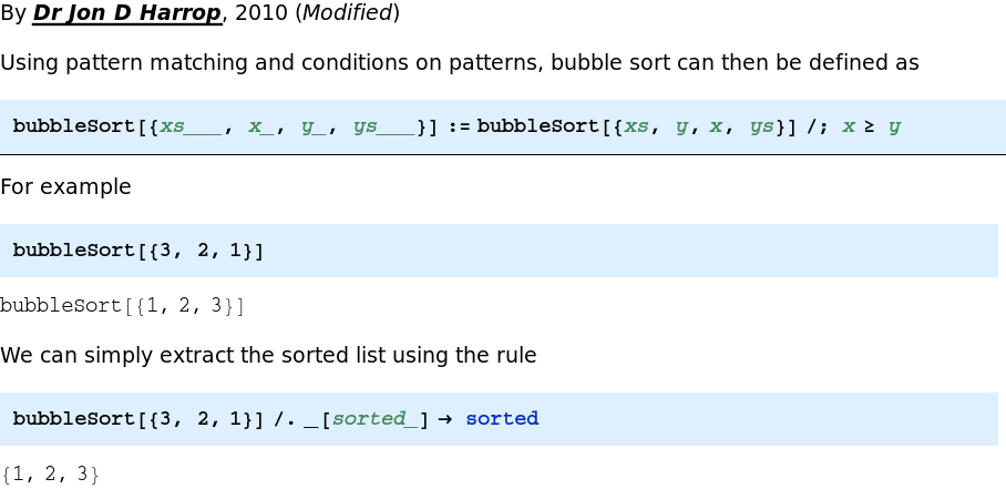 Bubble Sort in Mathematica