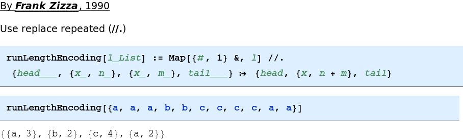 Run Length Encoding in Mathematica